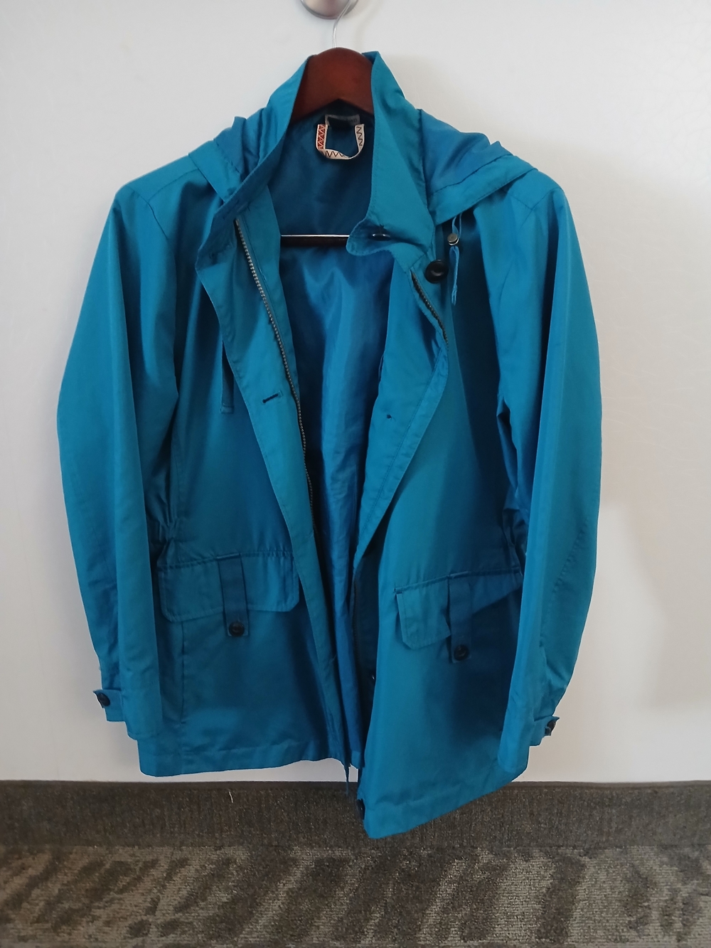 Lands' End Teal Hooded Utility Jacket